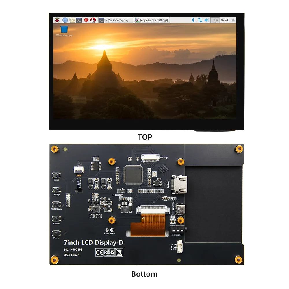 Touchscreen Display for Raspberry Pi 5/7 Inch HDMI