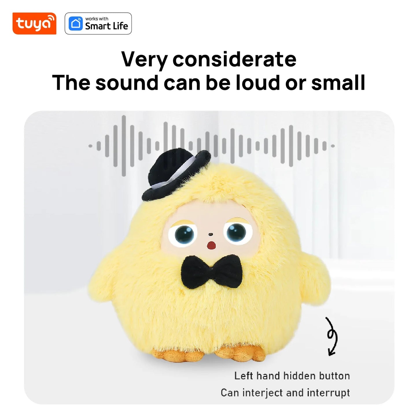AI Plush Toy W/Smart Voice&LED Eyes,Interactive Companion for Kid/AdultGift-ReadyRechargeable E-Pet open up fun life W/Tuya App