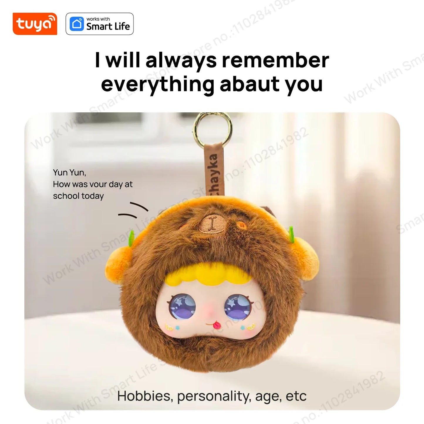 Tuya Smart AI Plush Robot w/LED Eyes & Voice Control,Interactive Smart Toy USB Rechargeable Companion for Kids Gifts/Smart Home