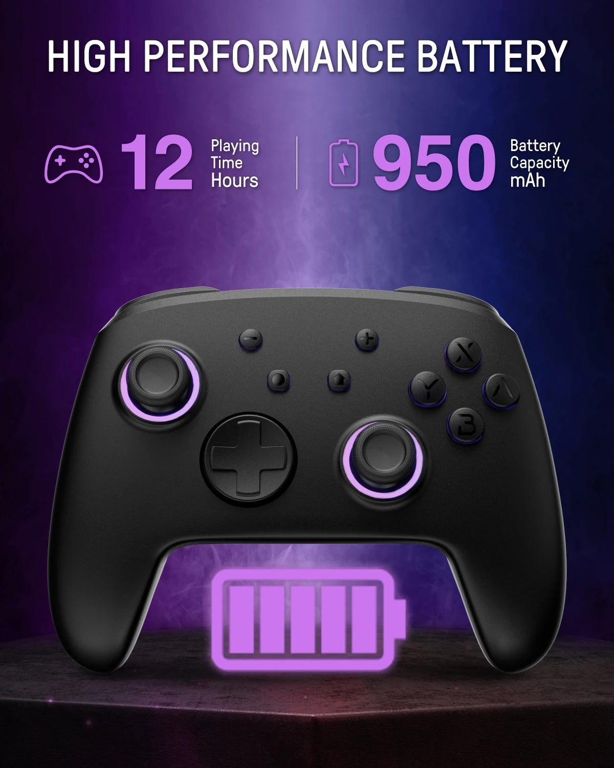 FUNLAB Firefly Wireless Pro Controller for Nintendo Switch - 7 LED Colors
