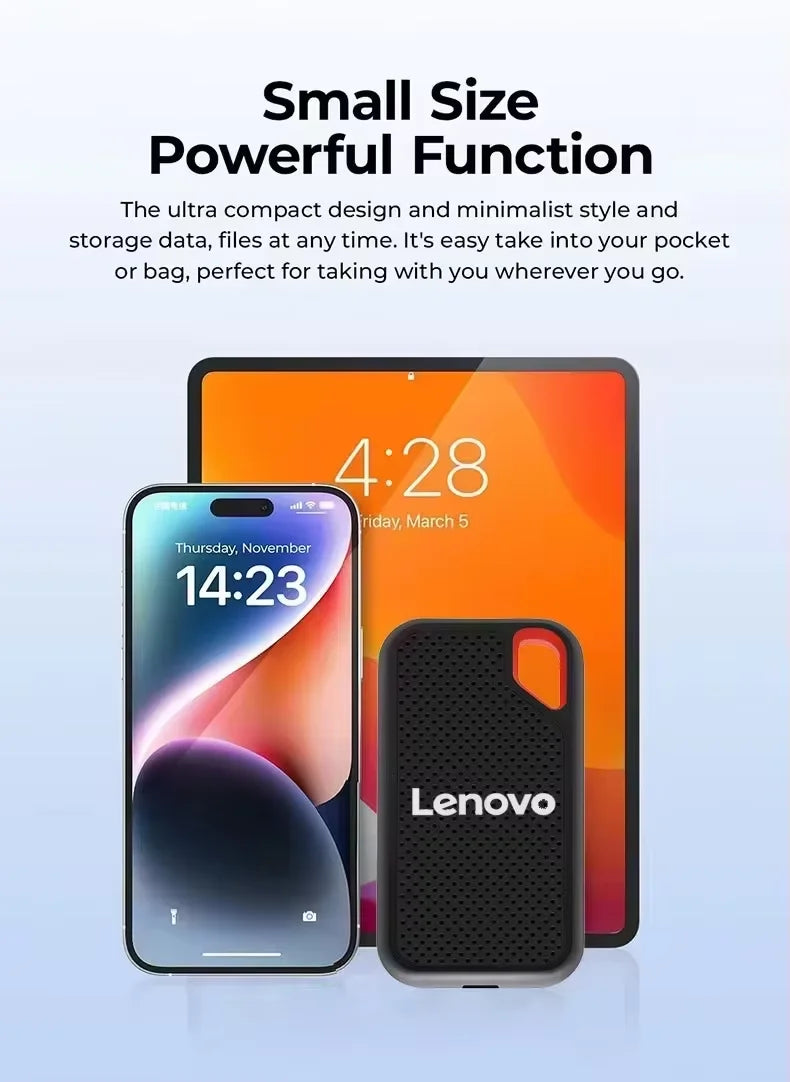 Lenovo SSD 256TB Portable Mobile Hard Disk E60 128TB 8TB USB 3.1 HD External Mobile Hard Disk HDD Storage Devices for Laptop PS5