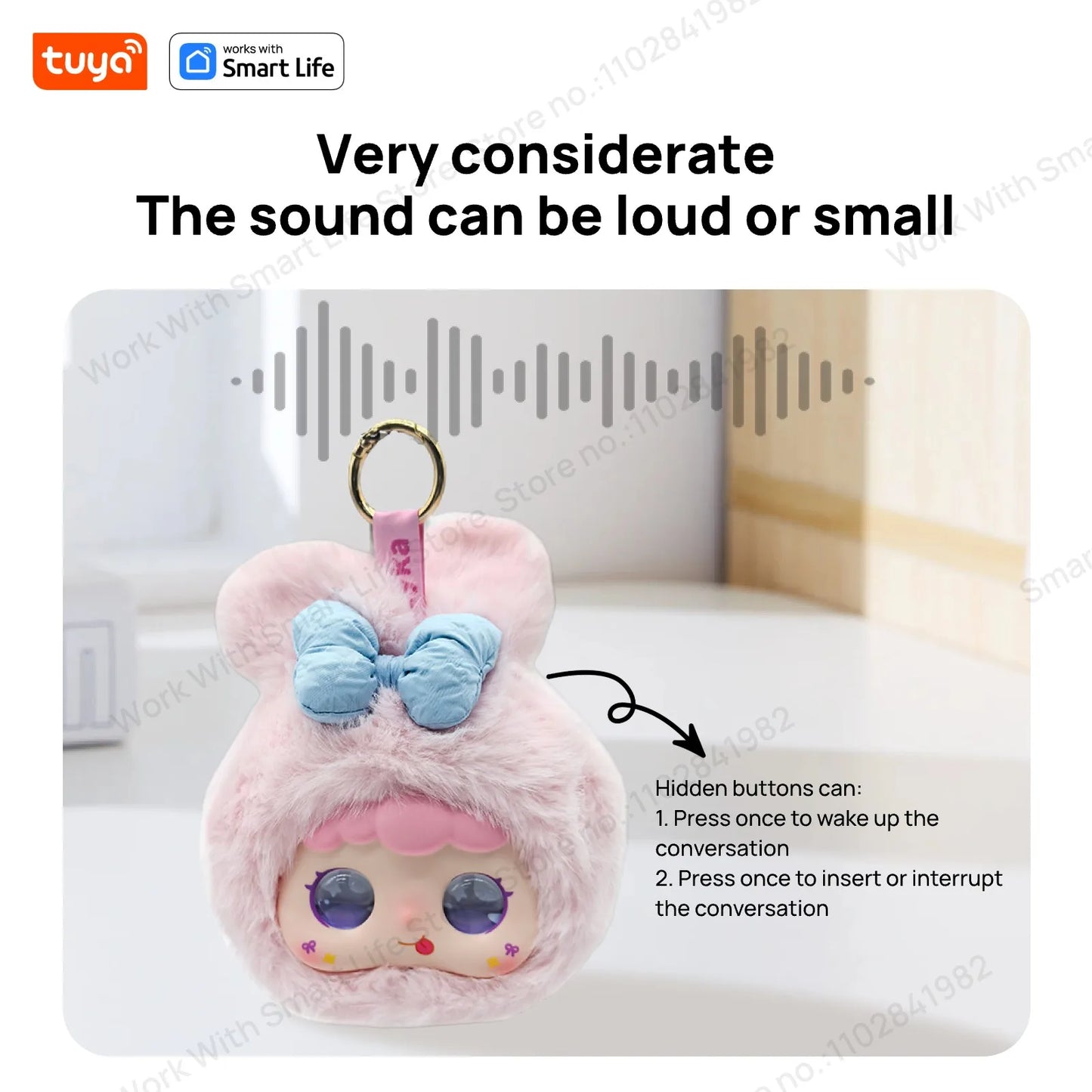 Tuya Smart AI Plush Robot w/LED Eyes & Voice Control,Interactive Smart Toy USB Rechargeable Companion for Kids Gifts/Smart Home