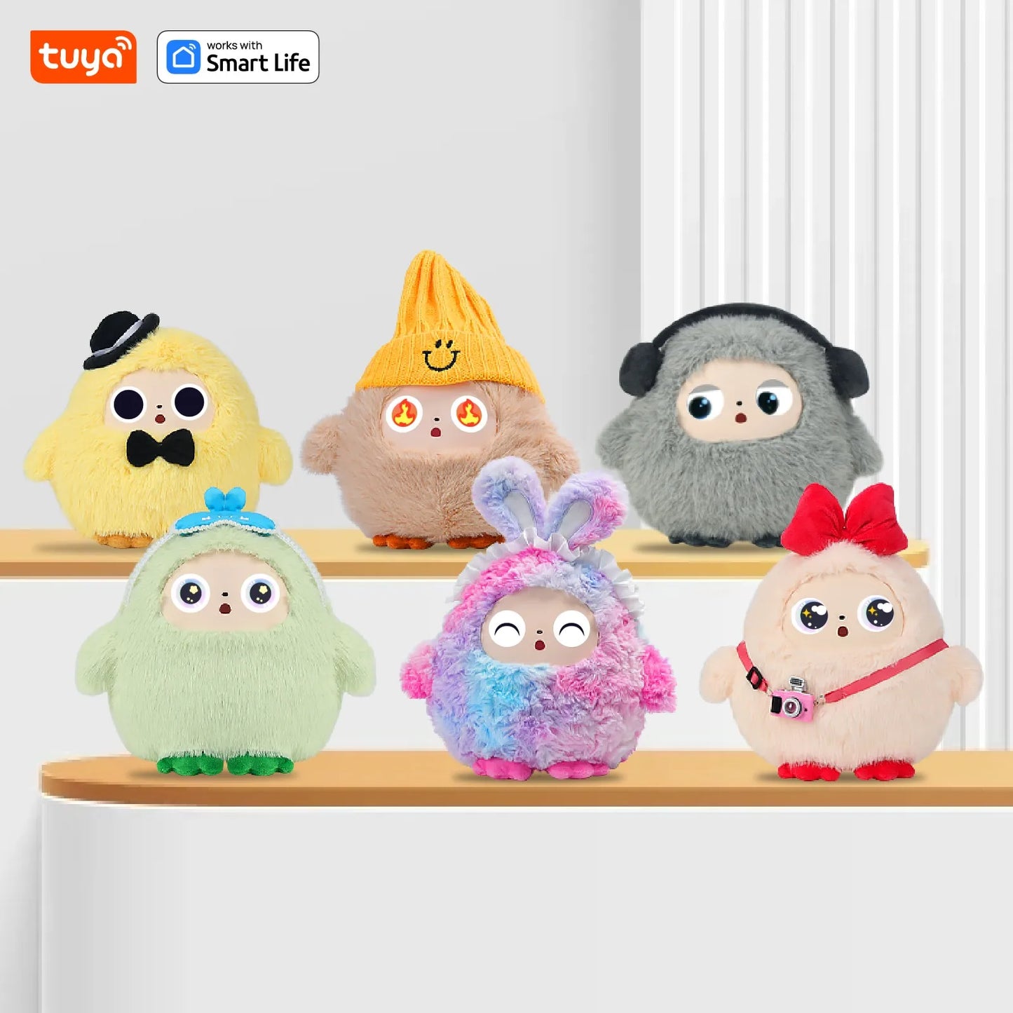 AI Plush Toy W/Smart Voice&LED Eyes,Interactive Companion for Kid/AdultGift-ReadyRechargeable E-Pet open up fun life W/Tuya App