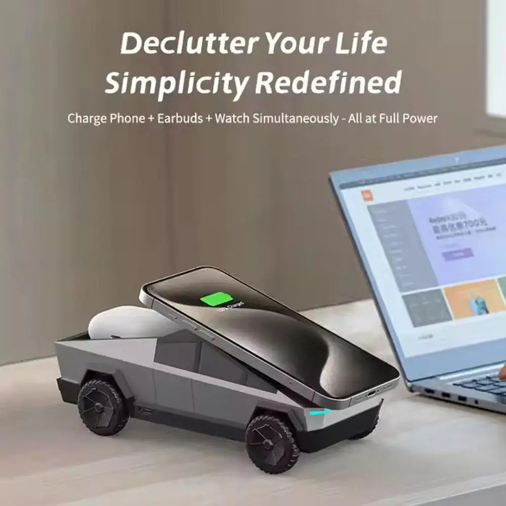 Desktop Stand 3-in-1 CyberDock Wireless Charging Station For IPhone16 15 14 Pro Max, AirPods, IWatch, With Ambient Light