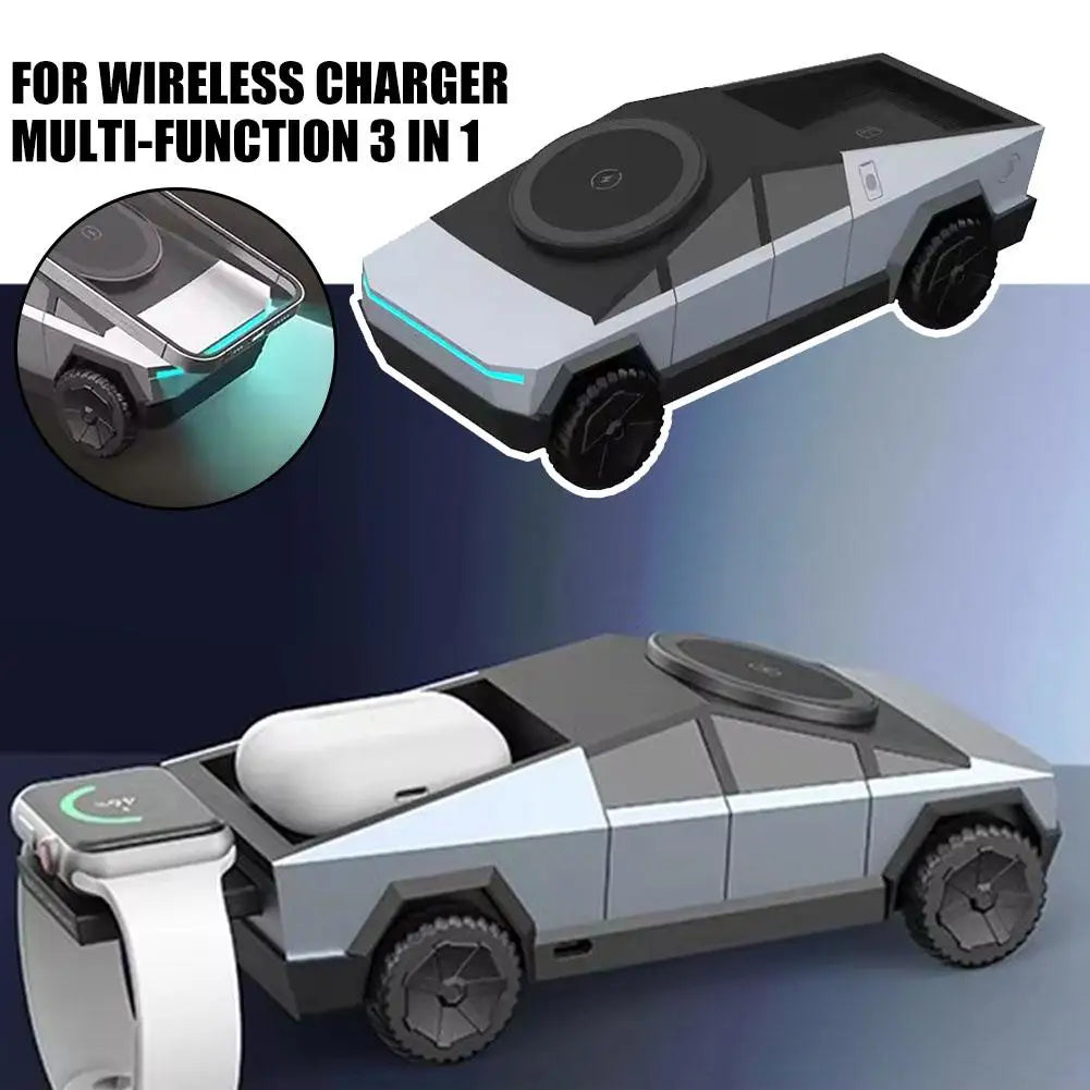 Desktop Stand 3-in-1 CyberDock Wireless Charging Station For IPhone16 15 14 Pro Max, AirPods, IWatch, With Ambient Light