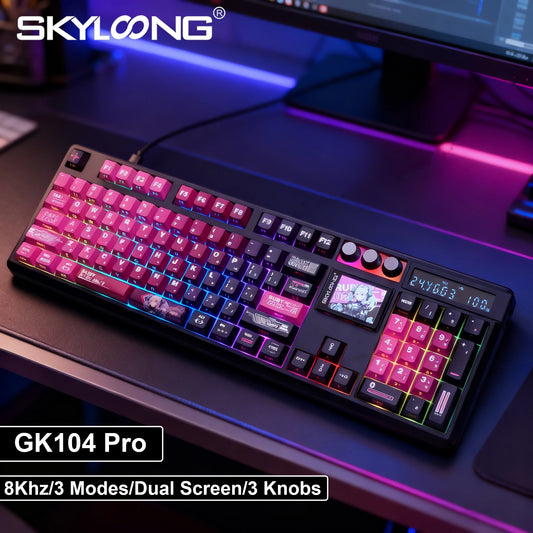 SKYLOONG GK104 Pro Full-Size 3-Mode Wireless Mechanical Keyboard with 3.0 Screen 3 Knobs Hot-Swappable Silent Switch PBT keycaps
