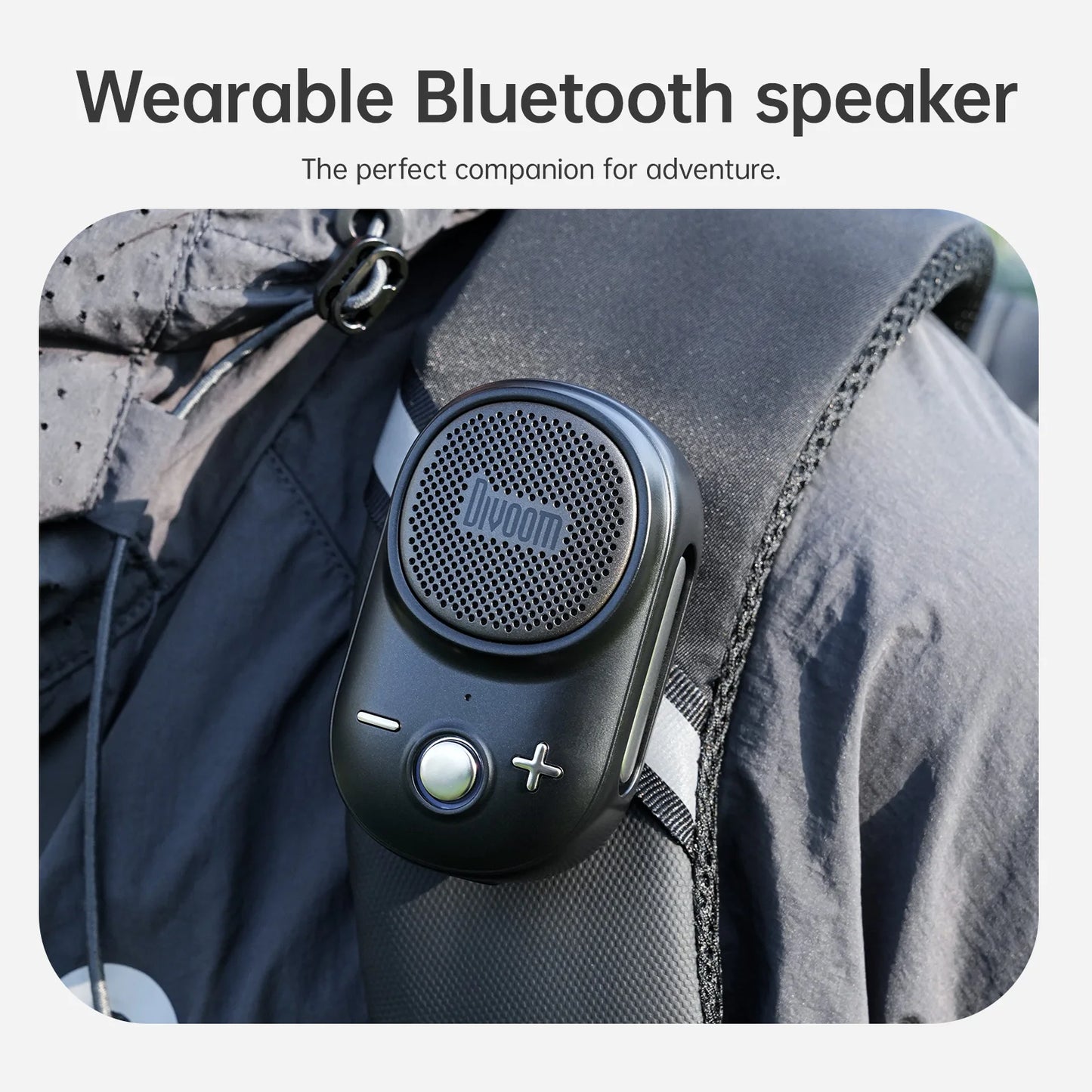 Divoom Itour-S Portable Bluetooth Speaker Wearable IP67 Waterproof Camp Small Speaker Built-in Strap Clip-on Design 10H Playtime