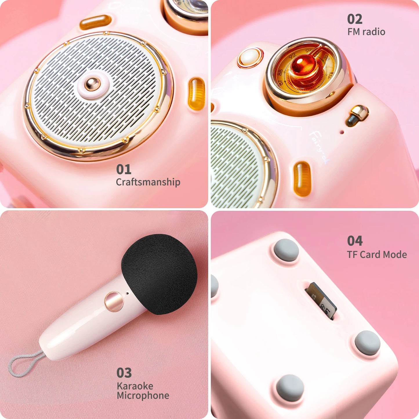 Divoom Fairy-OK Portable Bluetooth Speaker with Microphone Karaoke Function with Voice Change, FM Radio, TF Card
