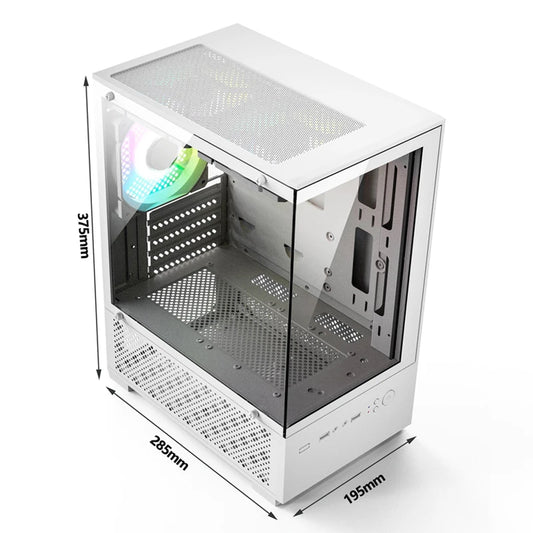 PC Case Sea View Room Gaming Computer Desktop M-ATX ITX Motherboard Double-Sided Tempered Glass PC Gamer Cabinet