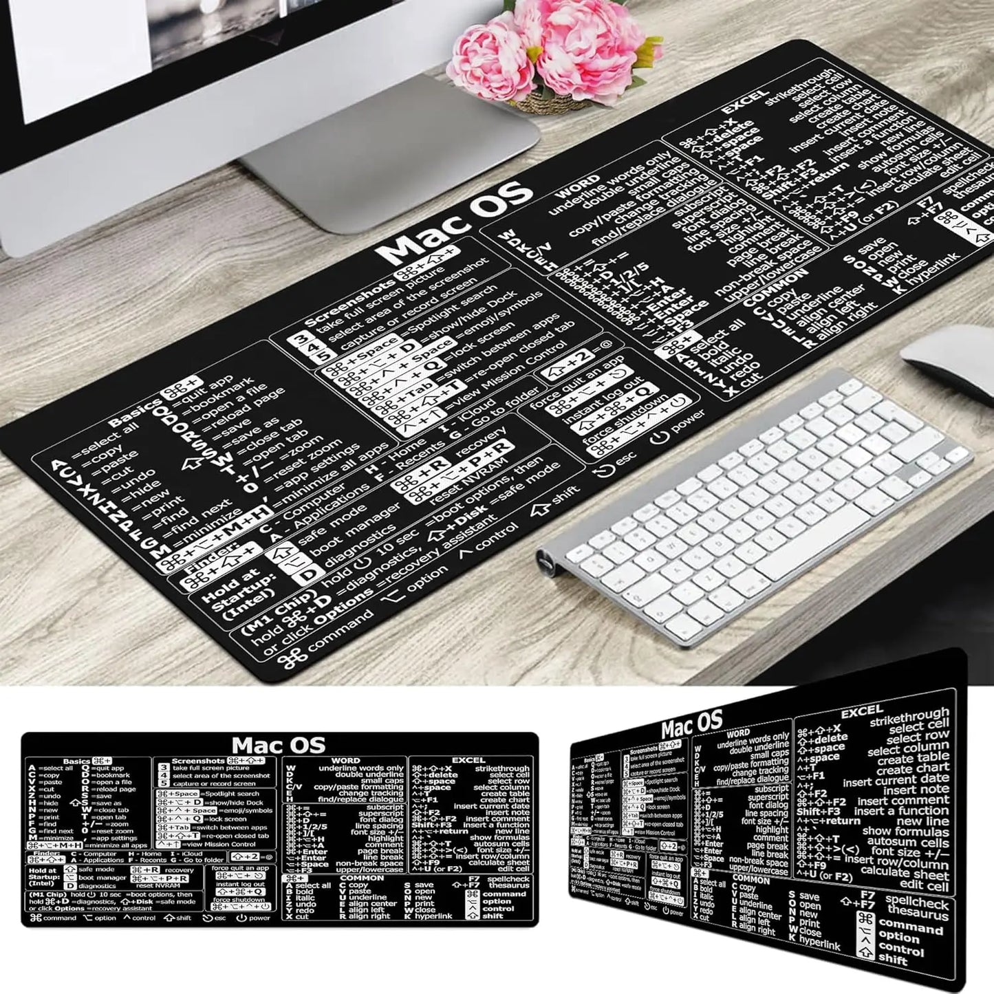 Mac os Shortcuts, Word/Excel (for Mac) Mouse Pad, Mac OS Candlesticks Reversal Indicators Mouse mat, Chart Patterns, Desk Mat
